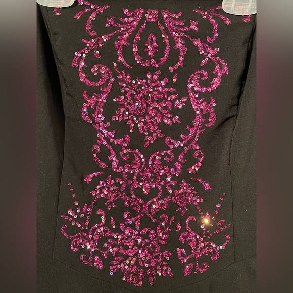 Ruby Rox Prom or Cocktail Dress, Black with Pink Sequins - Picture 3 of 7